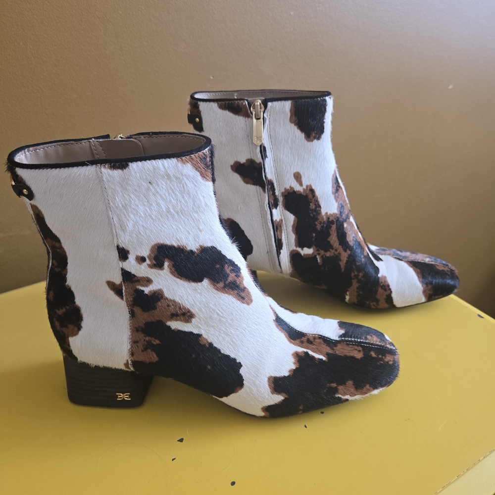 Sam Edelman Cow Print Ankle Booties (PAIGE ZIPPER)